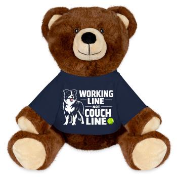 Arbeitslinie statt Sofa | Border Collie - MiniFeet® RecycelBär® Braun - French Navy - Vorne
