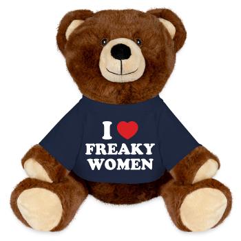 I Heart Freaky Women - MiniFeet® RecycelBär® Teddy Bear Brown - french navy - Front