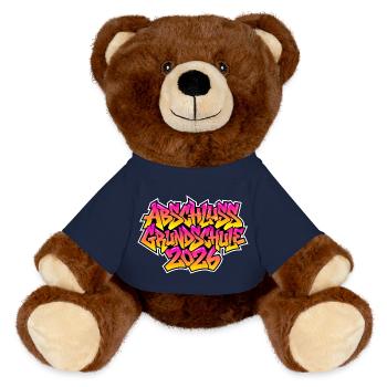 Elementary School Graduation 2026 Graffiti - MiniFeet® RecycelBär® Teddy Bear Brown - french navy - Front