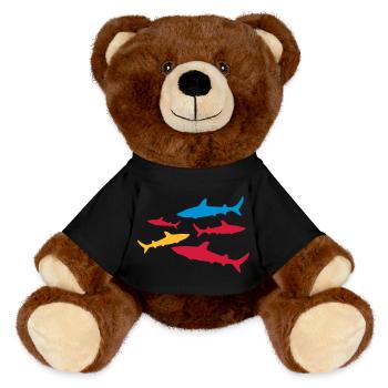 shark - MiniFeet® RecycelBär® Teddy Bear Brown - black - Front
