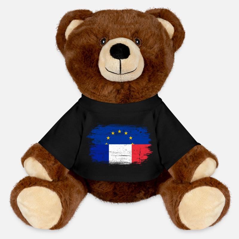 Pinselstrich EU Frankreich Flagge Mashup - MiniFeet® RecycelBär® Braun - Schwarz