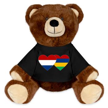 Holland Mauritius Flag Heart - MiniFeet® RecycelBär® Teddy Bear Brown - black - Front