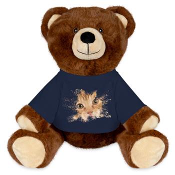 Chat orange avec éclaboussure d’aquarelle - Nounours RecycelBär® marron - bleu marine - Devant