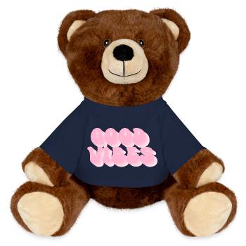 Positive Vibes – Retro Bubble Font - MiniFeet® RecycelBär® Teddy Bear Brown - french navy - Front