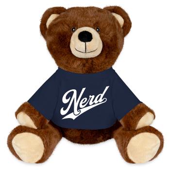 NERDY forever - NERD retro white - MiniFeet® RecycelBär® Teddy Bear Brown - french navy - Front