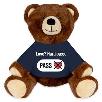 Anti Valentine Love? Hard Pass Funny Design - MiniFeet® RecycelBär® Teddy Bear Brown - french navy - Front