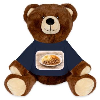 Herzhafte Teller-Idylle  - MiniFeet® RecycelBär® Braun - French Navy - Vorne