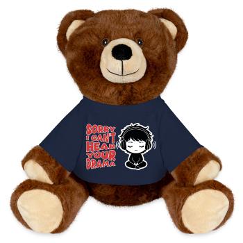 Anti-Drama Headphones Manga Relatable - MiniFeet® RecycelBär® Teddy Bear Brown - french navy - Front