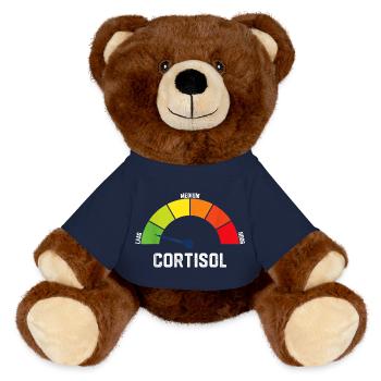 Cortisol Low – Relaxed Anti-Stress Design - MiniFeet® RecycelBär® Teddy Bear Brown - french navy - Front