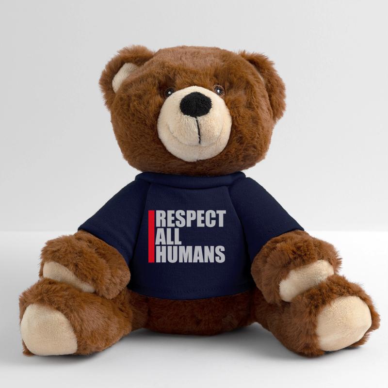 Respect All Humans Statement Menschlichkeit Spruch MiniFeet® RecycelBär® Braun
