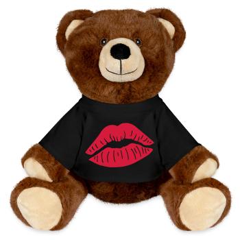 Lips Kiss - MiniFeet® RecycelBär® Teddy Bear Brown - black - Front