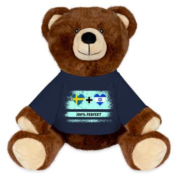 Israël et Suède 100% parfait / cadeau - Nounours RecycelBär® marron - bleu marine - Devant
