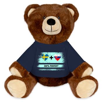 Slovaquie et Suède 100 % parfait / cadeau - Nounours RecycelBär® marron - bleu marine - Devant