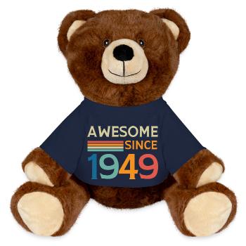 Awesome since 1949 - MiniFeet® RecycelBär® Teddy Bear Brown - french navy - Front