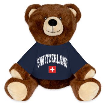Drapeau de la Suisse - Nounours RecycelBär® marron - bleu marine - Devant