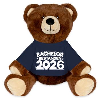 Bachelor 2026 Abschluss Promotion Sponsion - MiniFeet® RecycelBär® Braun - French Navy - Vorne