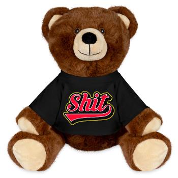 Shit Word Script Logo - MiniFeet® RecycelBär® Braun - Schwarz - Vorne