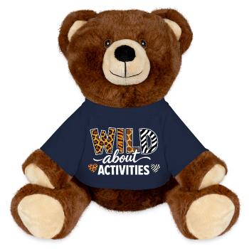Wild About Activities Safari Animal Print Design - MiniFeet® RecycelBär® Teddy Bear Brown - french navy - Front