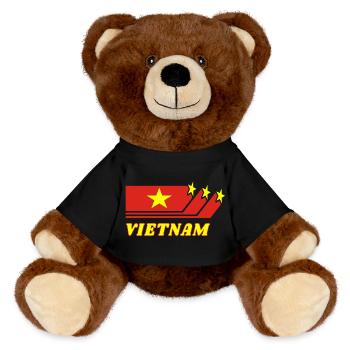 Vietnam Südostasien Asien Flagge Geschenk - MiniFeet® RecycelBär® Braun - Schwarz - Vorne