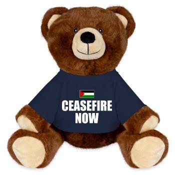 ceasefire now - MiniFeet® RecycelBär® Teddy Bear Brown - french navy - Front