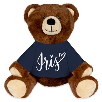 Iris Herz Schriftzug - MiniFeet® RecycelBär® Braun - French Navy - Vorne