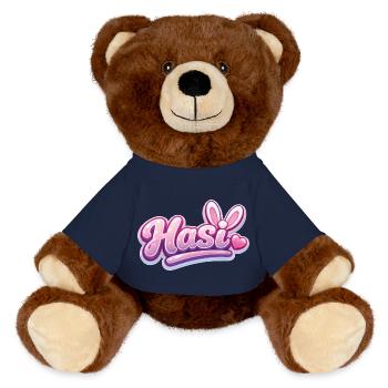 Hasl Heart Lettering Pink Glam - MiniFeet® RecycelBär® Teddy Bear Brown - french navy - Front