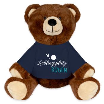 Ostsee Insel LIEBLINGSPLATZ RÜGEN Lustiges - MiniFeet® RecycelBär® Braun - French Navy - Vorne
