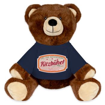 Alpine Vintage Label Kitzbühel Austria - Nounours RecycelBär® marron - bleu marine - Devant