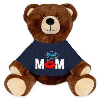 T-shirt esthétique Proud Mom Lips - Nounours RecycelBär® marron - bleu marine - Devant