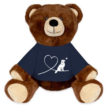 Chien berger australien avec silhouette en cœur - Nounours RecycelBär® marron - bleu marine - Devant