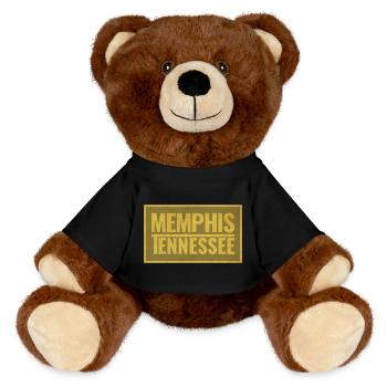 Memphis Tennessee Retro Font - MiniFeet® RecycelBär® Teddy Bear Brown - black - Front