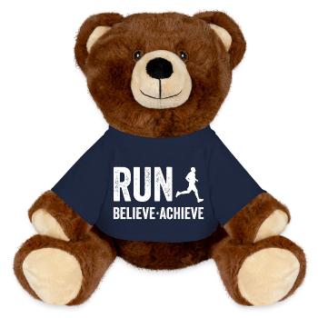 Marathon - Run. Believe. Achieve. - MiniFeet® RecycelBär® Teddy Bear Brown - french navy - Front