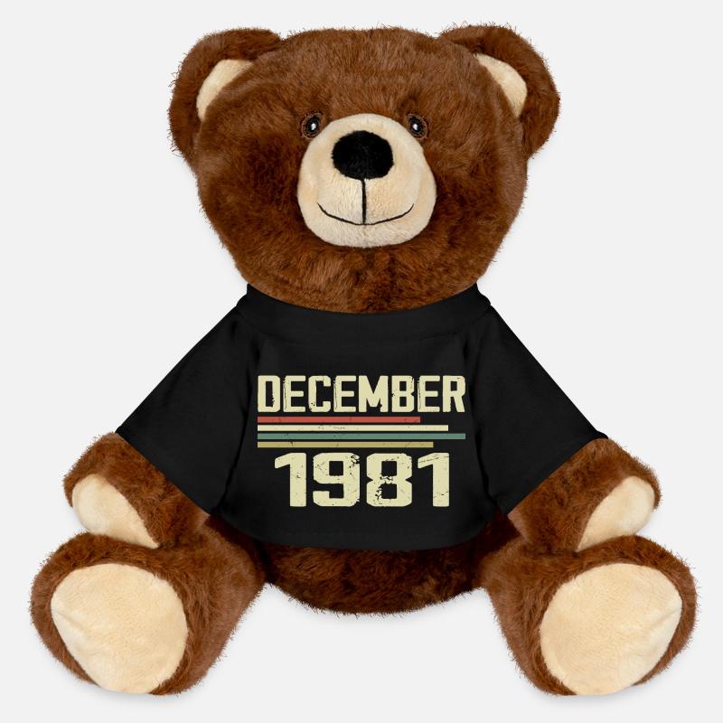 December 1981 Vintage Vintage Retro Birthday - MiniFeet® RecycelBär® Teddy Bear Brown - black