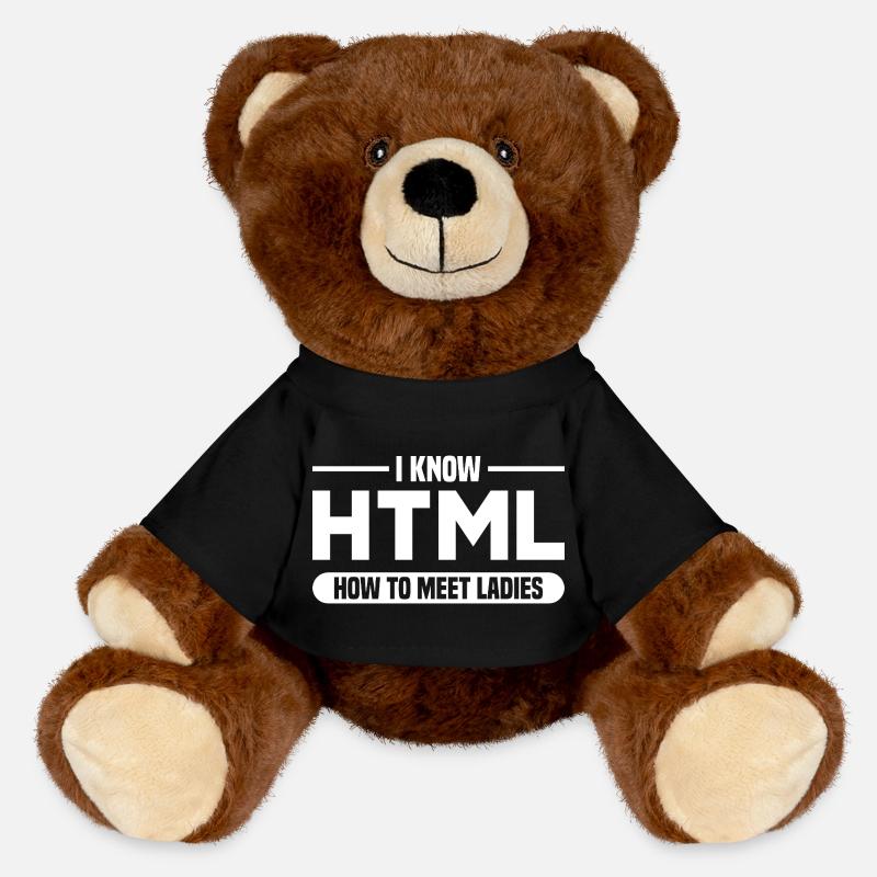 HTML Humor Code Programmer Saying - MiniFeet® RecycelBär® Teddy Bear Brown - black