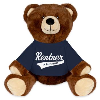 Rentner – Ik Bün Rut! (Plattdeutsch / White) - MiniFeet® RecycelBär® Braun - French Navy - Vorne
