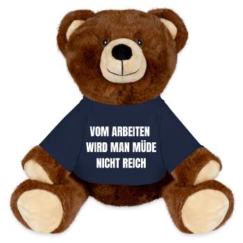 Vom Arbeiten Wird Man Müde | Arbeit Shirt - MiniFeet® RecycelBär® Braun - French Navy - Vorne