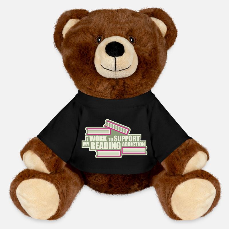I Work To Support My Reading Addiction Bücher Logo - MiniFeet® RecycelBär® Braun - Schwarz