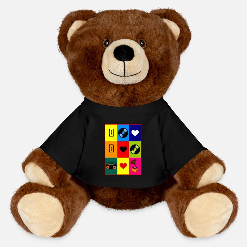 Video Kassette Schallplatte Retro 80s 90s Geschenk - MiniFeet® RecycelBär® Braun - Schwarz