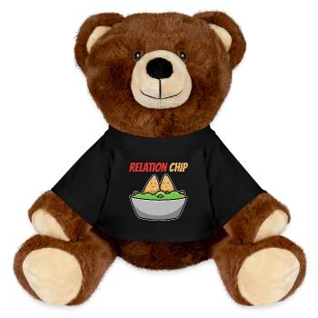 Humorous Avocado Couple with Relation Chip - MiniFeet® RecycelBär® Teddy Bear Brown - black - Front
