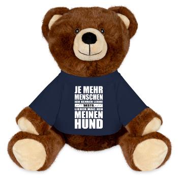 Lebensmotto Hundehalter Druck - MiniFeet® RecycelBär® Braun - French Navy - Vorne