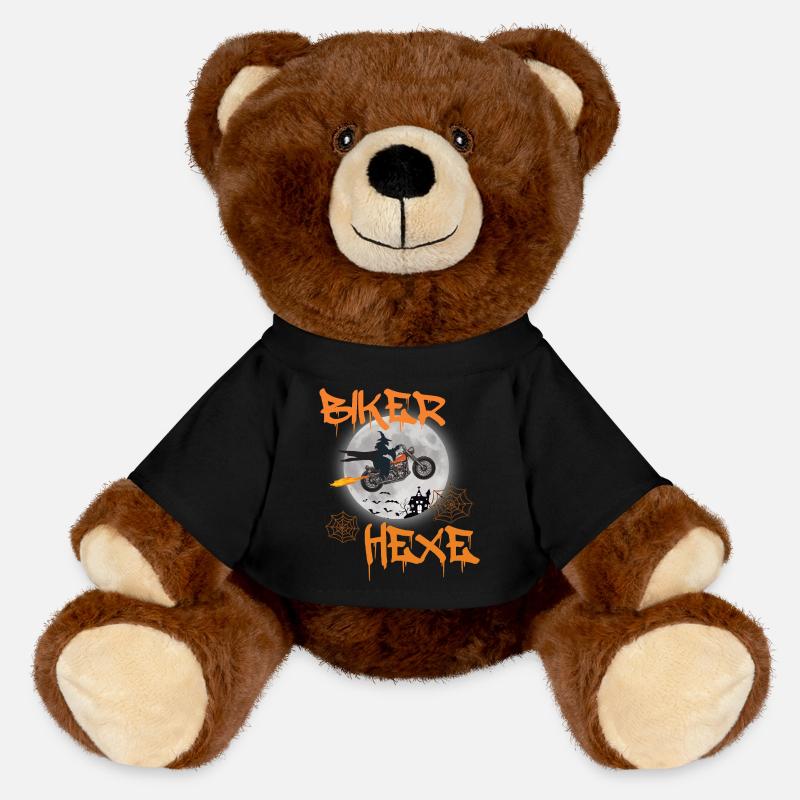 Biker witches fly motorcycle bike chopper - MiniFeet® RecycelBär® Teddy Bear Brown - black