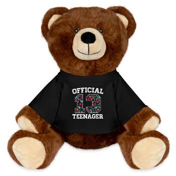 Mädchen 13 Geburtstag Official Teenager - MiniFeet® RecycelBär® Braun - Schwarz - Vorne