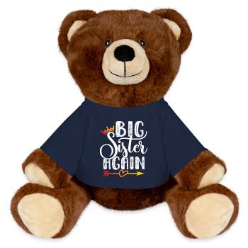 Cadeau grande sœur Big Sister Again - Nounours RecycelBär® marron - bleu marine - Devant