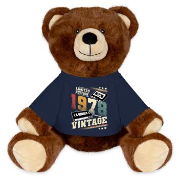 1978 Geburtsjahr Baujahr Geburtstag Vintage - MiniFeet® RecycelBär® Braun - French Navy - Vorne