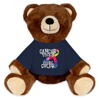 Sensibilisation au cancer Le cancer aspire toutes les couleurs - Nounours RecycelBär® marron - bleu marine - Devant