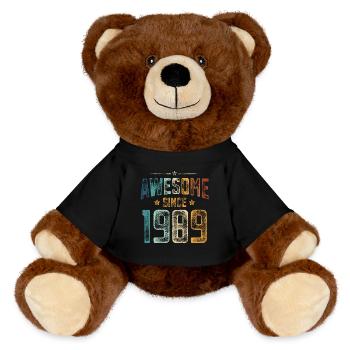 1989 Geboren Geburtstag Geburtsjahr - MiniFeet® RecycelBär® Braun - Schwarz - Vorne