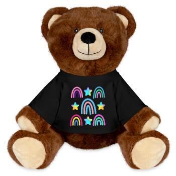 colorful rainbow and stars - MiniFeet® RecycelBär® Teddy Bear Brown - black - Front