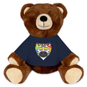 LGBT Animal Zebra Rainbow Heart - MiniFeet® RecycelBär® Teddy Bear Brown - french navy - Front