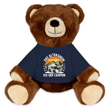 Camping Camper Campen Oma Opa - MiniFeet® RecycelBär® Braun - French Navy - Vorne