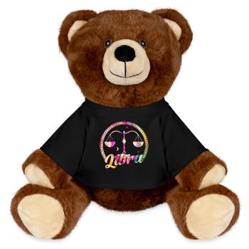 Waage Sternzeichen Geschenk Waage - MiniFeet® RecycelBär® Braun - Schwarz - Vorne